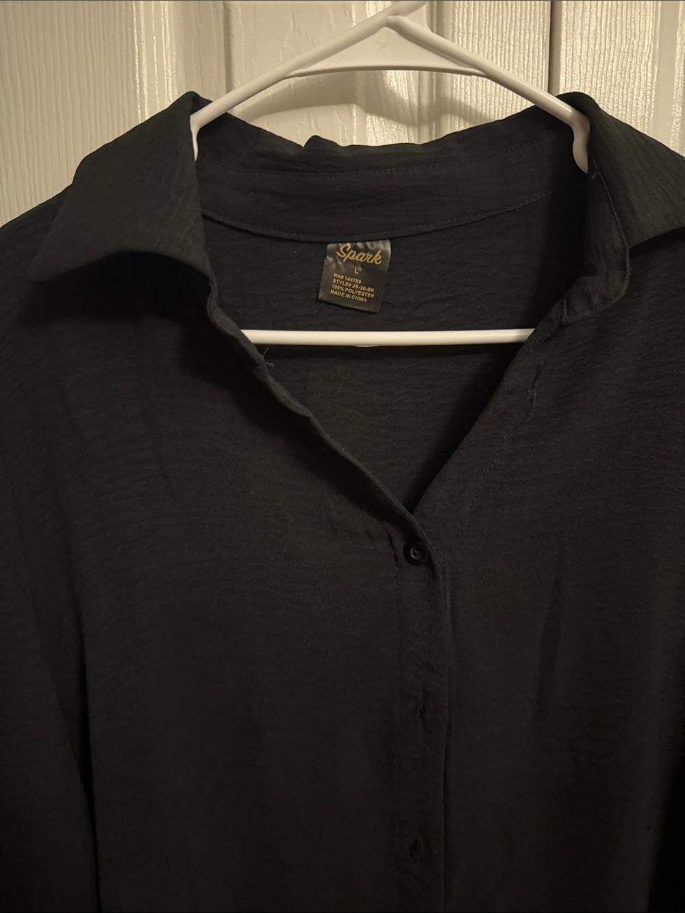 Black Button-Front Women's Blouse - - Picture 2 of 4